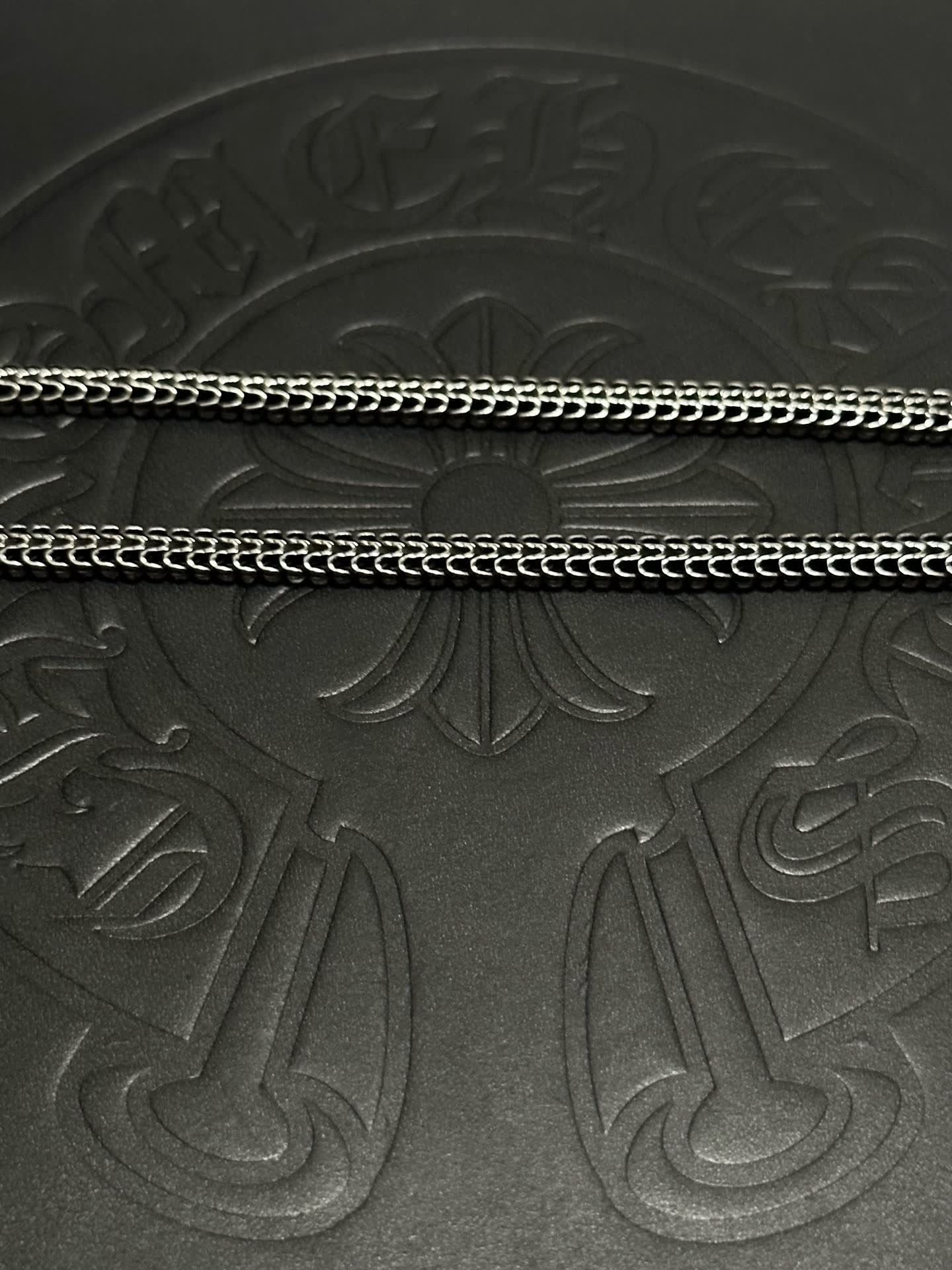 Chrome Hearts Silver Cross Pendant with Pink Stones